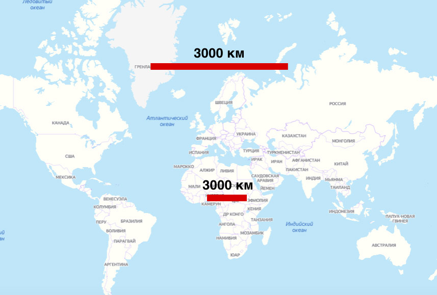 Как выглядят 3000 км на экваторе и у полюсов