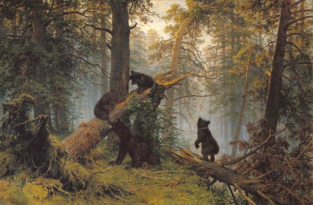 Картина «Утро в сосновом лесу». Иван Шишкин