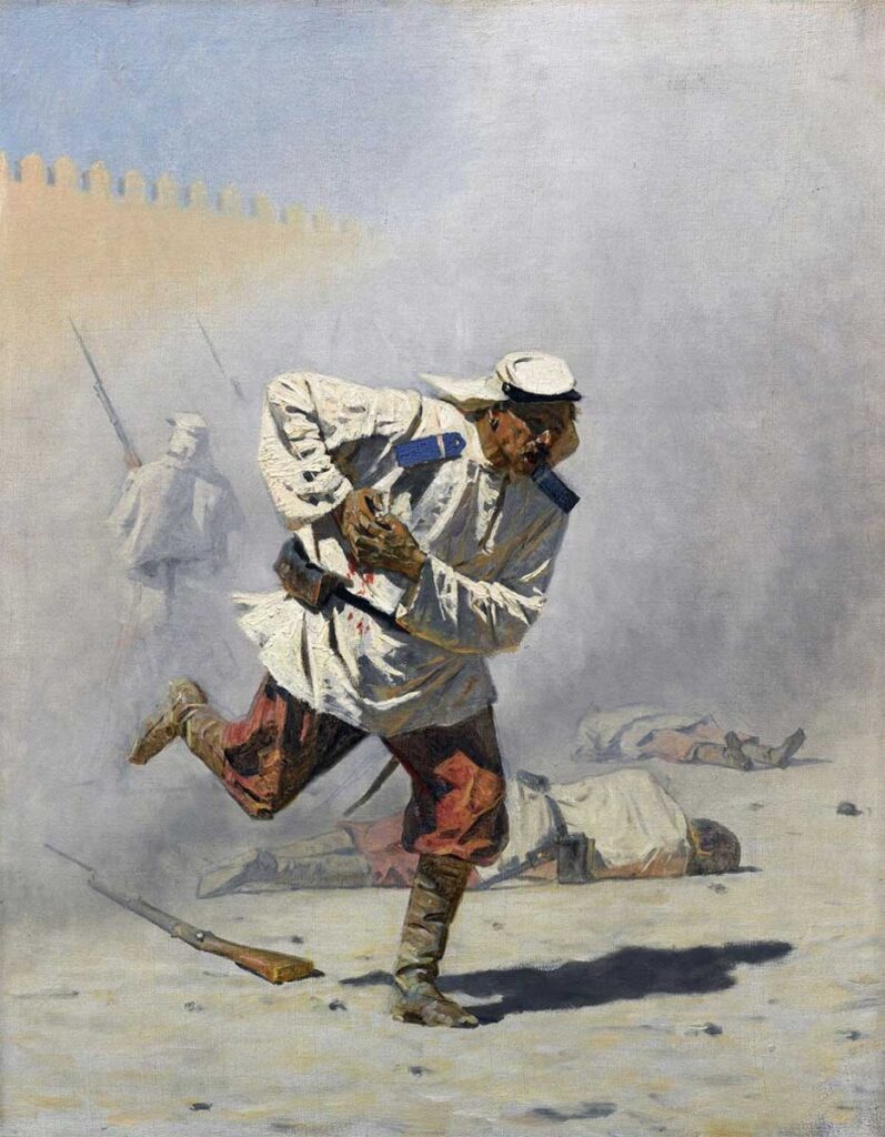 Картина «Смертельно раненный», 1873. Художник: Василий Верещагин