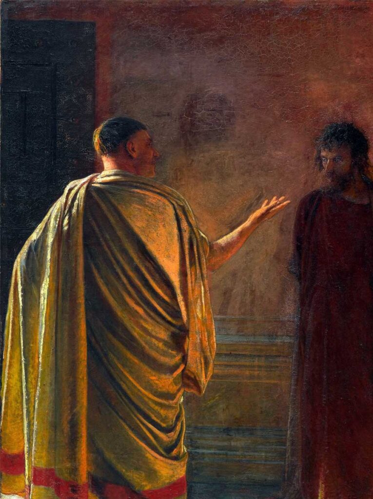 Картина «Что есть истина?» Христос и Пилат. Николай Ге. 1890 год. Холст, масло