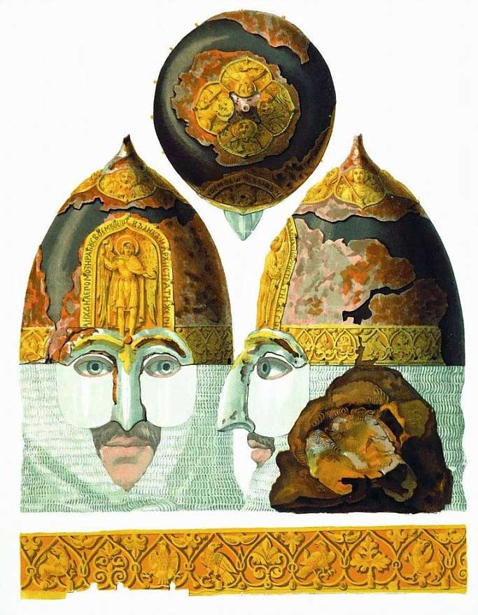 Шишак великого князя Ярослава Всеволодовича. Рисунок Ф.Г. Солнцева, XIX в.
