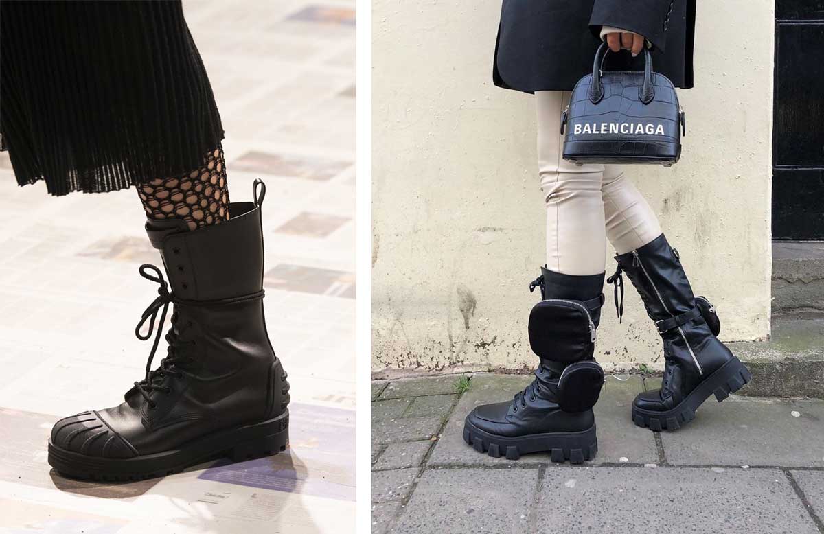 Женские ботинки со шнуровкой модный тренд осень 2022 зима 2023