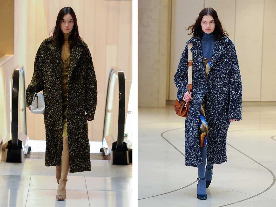 Женское пальто-букле модный тренд осень-зима 2022-2023