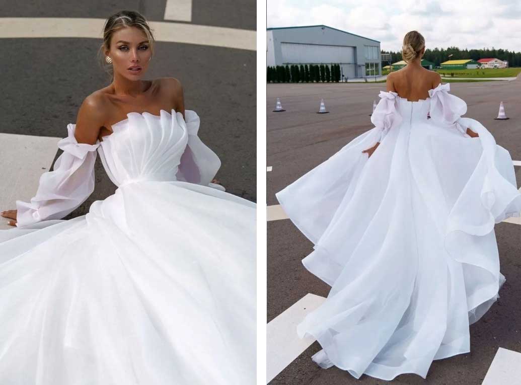 Свадебные платья 2024 года с рукавами: модные луки