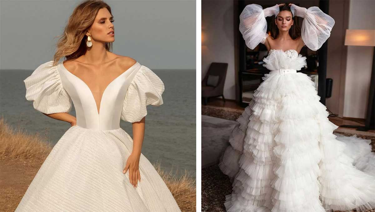 Пышное свадебное платье с объемными рукавами 2024: модные тренды и стильные новинки