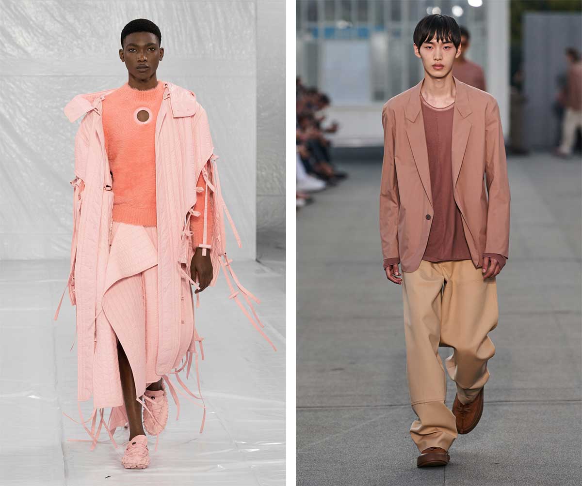 Стильный розовый беж в одежде для мужчин мода весна-лето 2023