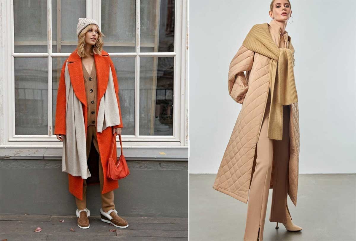 Длинный узкий шарф 2024: модный лук с пальто и куртками