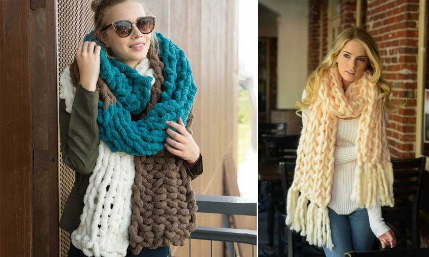 Вязаный шарф с мегапетлями: модные тенденции 2024