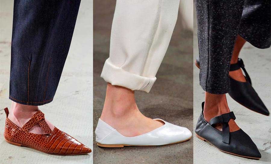 Женские туфли с острым носком и плоской подошвой модные тренды 2023