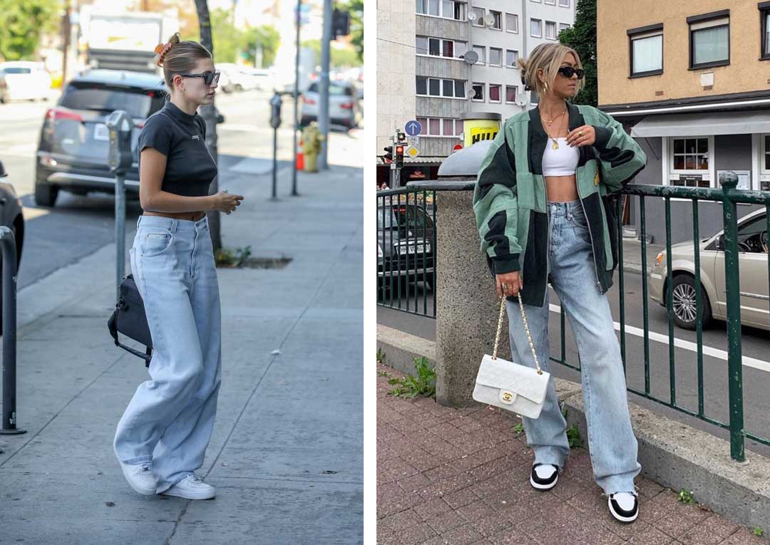 Женские джинсы-трубы модные тенденции 2024