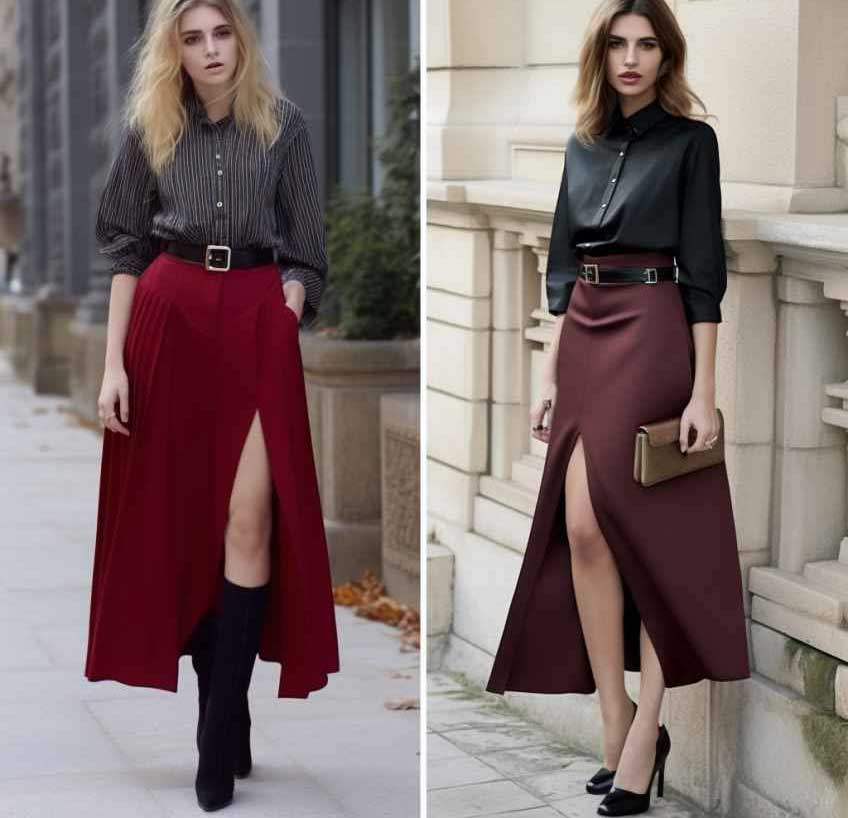 Модная юбка с разрезами тренды осень-зима 2023-2024