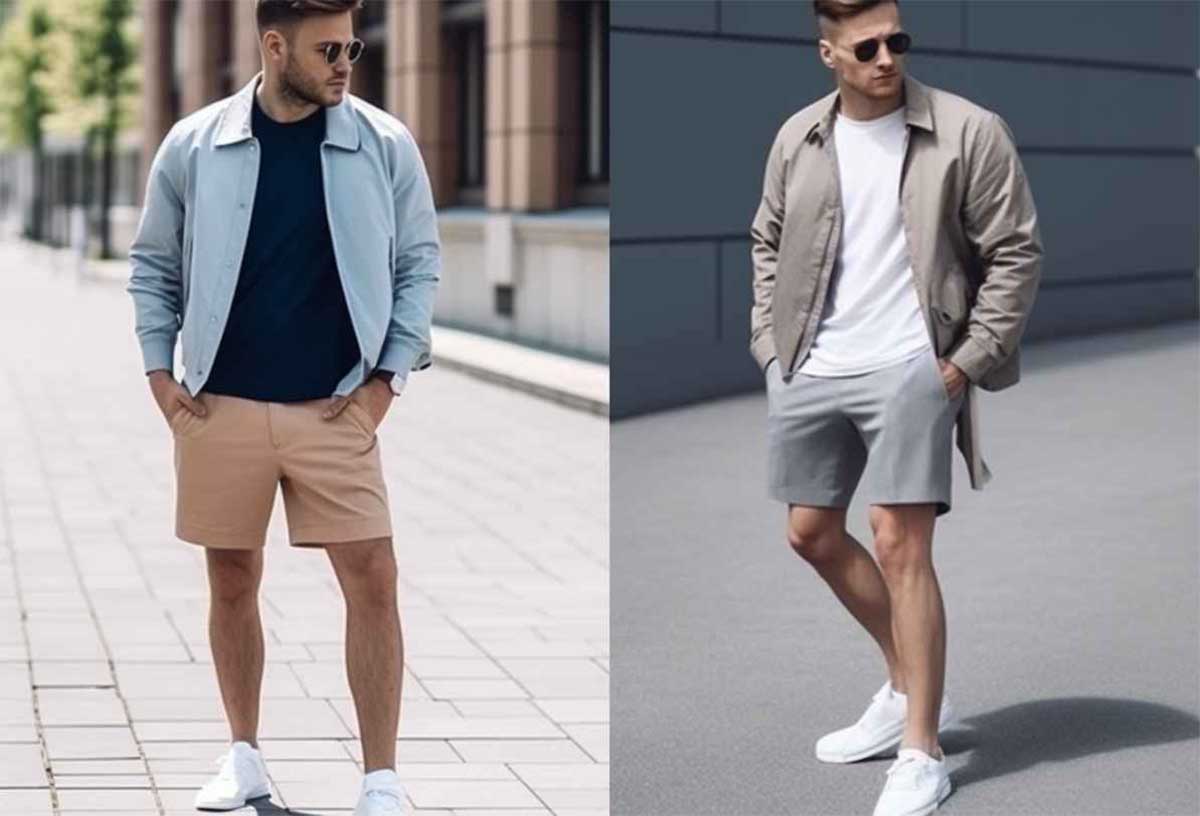 Сочетание пиджака и рубашки с шортами до колен, лоферами, кроссовками или кедами - модные тенденции 2024