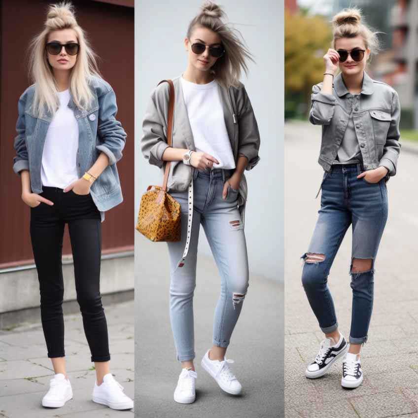 Сочетание кедов с джинсами 2024 модные тренды