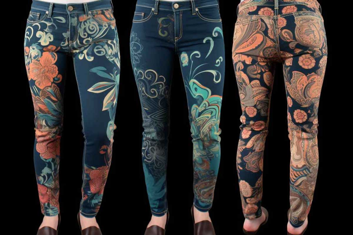 Женские джинсы с принтом модные луки 2023