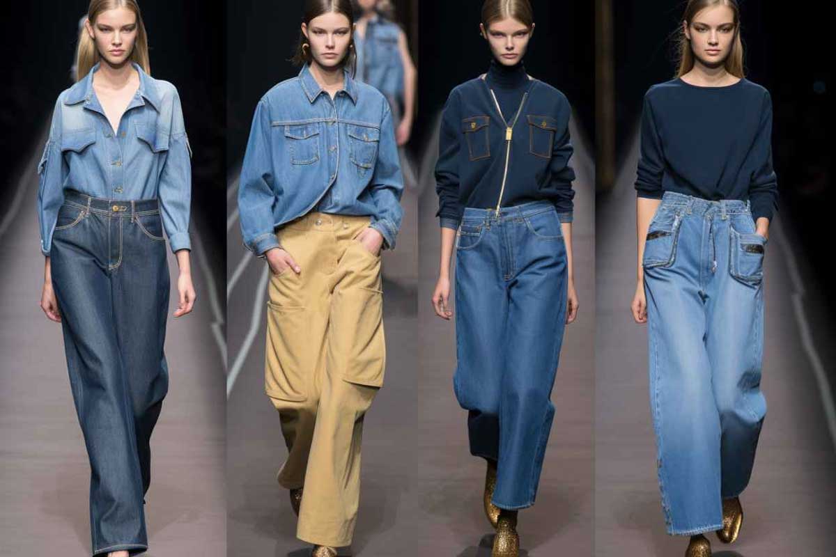 Молодежные джинсы оверсайз с широкими и свободными штанинами, крупными карманами модные тренды 2023