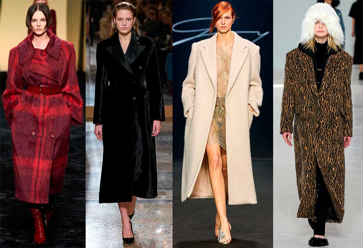 Зимнее женское пальто из ворсовой ткани 2023-2024 модные тренды