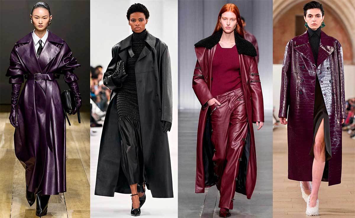Роскошное женское кожаное пальто 2023-2024 модные луки 