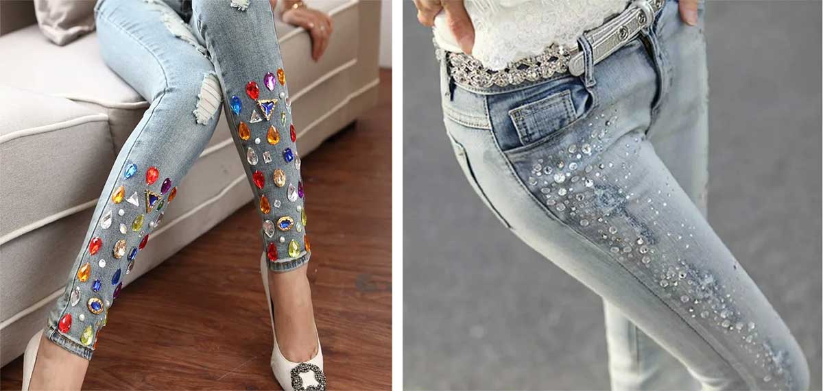 Крутые декорированные джинсы модные тренды 2024