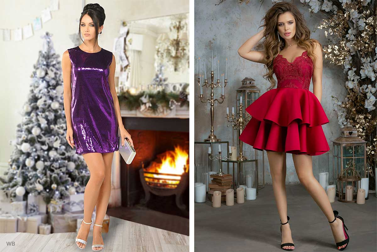 Красное или фиолетовое платье для встречи Нового года 2024: модные луки