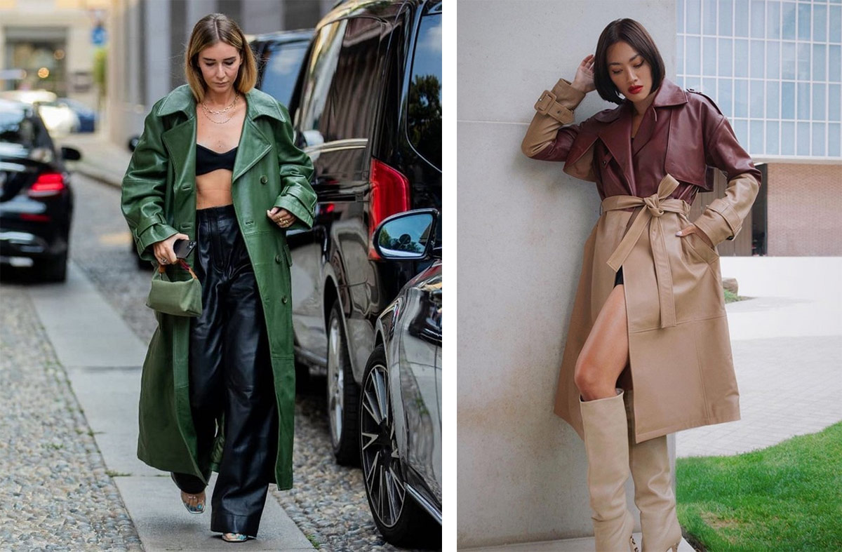 Цветные кожаные плащи 2024: модные тренды и тенденции